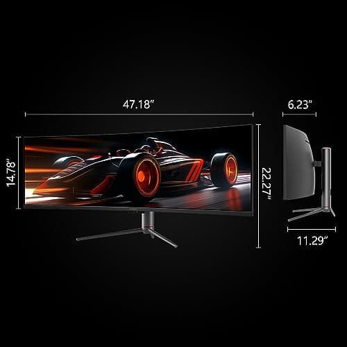 INNOCN 49" Curved Monitor Ultrawide Gaming 120Hz 32:9 QHD 5120 x 1440P Computer Monitor, R1800, 99% sRGB, HDR400, USB Type C, DisplayPort, HDMI, Built-in Speakers, Height/Tilt Adjustable - 49C1R 5