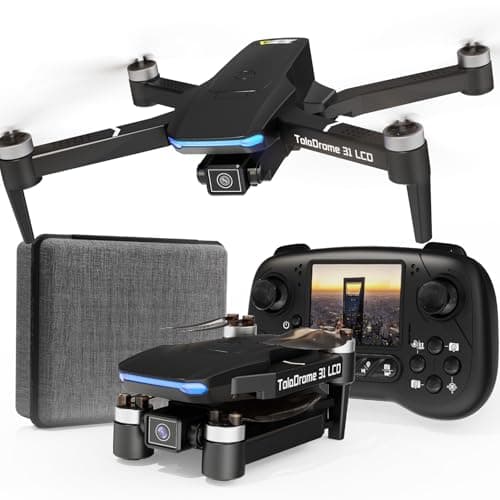 Toladrone TD31LCD RC Drone with LCD Screen, Foldable Drone for Beginners Digital Image Real-time Transmission, Fine Tuning Function Brushless Motor Drones for Adults