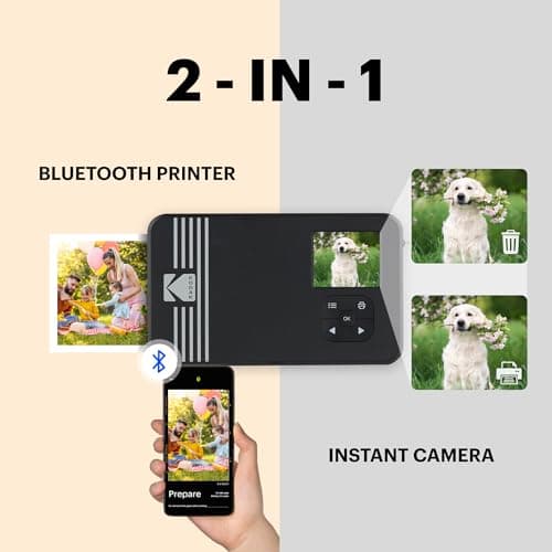 KODAK Mini Shot 3 Retro 4PASS 2-in-1 Instant Digital Camera and Photo Printer (3x3 inches) + 60 Sheets Cartridge Bundle, White 2