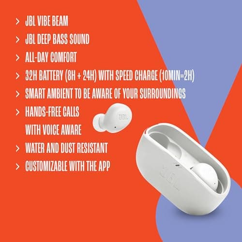JBL Vibe Buds - True Wireless Earbuds, Smart Ambient, VoiceAware, Up to 32 total hours of battery life with speed charging, Water and dust resistant, JBL Deep Bass Sound (Black) 3