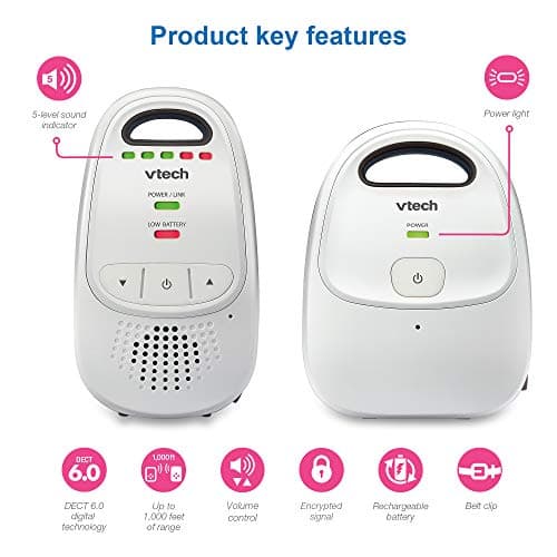 VTech Upgraded Baby Monitor with Rechargeable Battery, Long Range, Crystal-Clear Sound, and Alerts 2