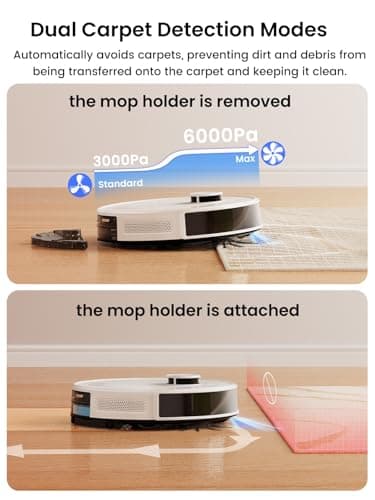 Lefant LiDAR Robot Vacuum and Mop,75-Day Self-Emptying,6000Pa Powerful Suction,Customized Cleaning,Home Mapping, 140 Min Runtime, Roller Brush for Carpet,2.4G/5G WiFi/Alexa/APP/iWatch,M2 Plus 4