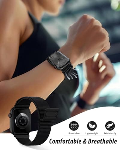 Nylon Loop Sport Band Compatible with Apple Watch Bands 44mm 45mm 46mm 49mm 42mm for Women Men, iWatch Wrist Straps for Ultra 3 2, Se, Series 11 10 9 8 7, Breathable, Soft Band Ideal for Outdoor 4