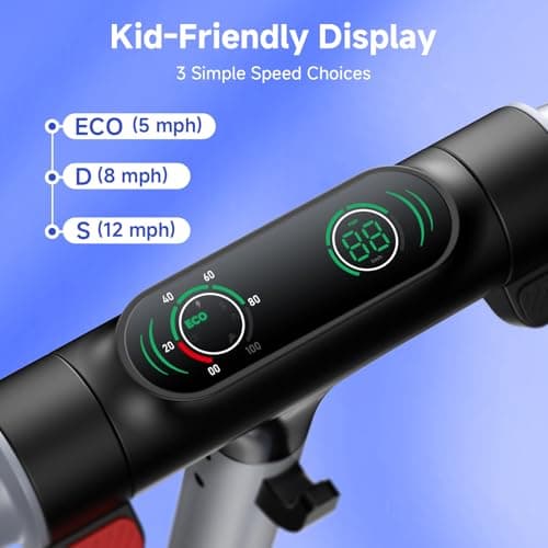 isinwheel S4 Electric Scooter for Kids Ages 6-14, 200W Foldable Kids Electric Scooter with 3 Speeds (5/8/12 Mph), LED Display, Colorful Lights, Gift for Kid 2