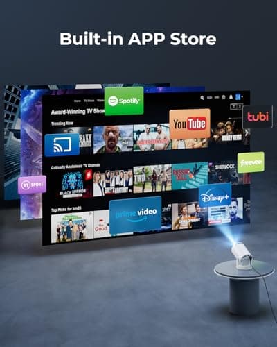 CLOKOWE Mini Projector with WiFi and Bluetooth, Built-in Apps, Smart Portable Projector with 180° Rotation, Auto Keystone, Support 1080P, Compatible with HDMI/USB/TV Stick/Smartphone/Laptop 2