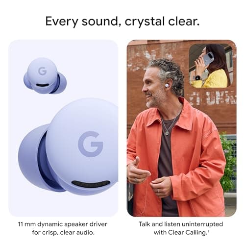 Google Pixel Buds 2a - Wireless Bluetooth Earbuds with Active Noise Cancellation and Transparency Mode - Lightweight, Comfortable Fit - 20-Hour Battery - Water Resistant - Built for Gemini - Iris 3