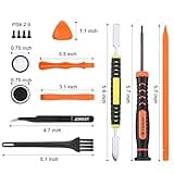 JOREST Cleaning Repair Tool Kit for PS5 PS4, with PH00 PH0 PH1 Phillips and T8 Torx Security Screwdriver set for Sony Playstation 3/4/5 Controller, Console, and Accessories, Crowbars, Tweezer, Screws 2