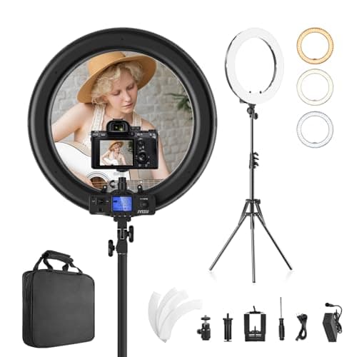 Ring Light,19inch LED Ring Light with Stand &LCD Display Adjustable Color Temperature 3000K-5800K, Makeup Light for YouTube Video Shooting, Portrait, Vlog, Selfie 【Upgraded Version】