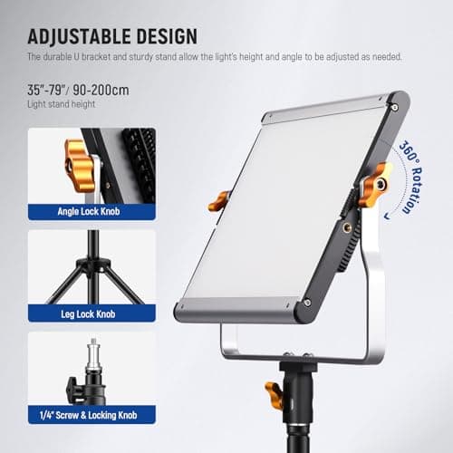 Neewer 2 Packs Dimmable Bi Color 480 LED Video Light Kit, 3200~5600K CRI 96+ LED Panel with U Bracket, 75 inches Tripod Light Stand for YouTube Recording Studio Photography Streaming Key Lighting 5