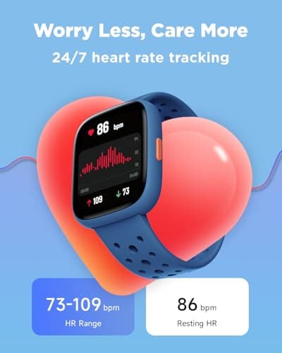 BIGGERFIVE Smart Watch for Kids No APP No Phone Needed, 1.8" Fitness Tracker Watch Pedometer, Heart Rate, Sleep Monitor, IP68 Waterproof, Step Counter, Puzzle Games for Girls Boys Teens 5-16, Blue 5