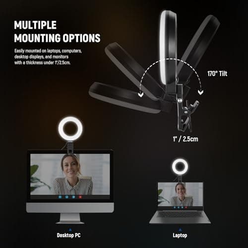 NEEWER BASICS 5" Ring Light for Video Conference Lighting, 2 Pack Clip on Light Kit with Desk Tripod Stands for Monitor Laptop Computer Zoom Call Live Streaming Recording Remote Working Learning, BR60 5
