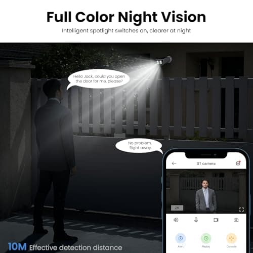 AOQEE Cameras for Home Security-2K Wireless Security Camera Outdoor with AI Motion Detection & Siren, Non-Stop Solar Powered Charging, Color Night Vision, SD/Cloud Storage, Waterproof, S1 4P 5