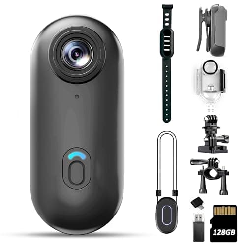 4K Mini Body Camera 128GB - Action Body Cam with Audio & Video- Thumb Hands Free Waterproof Recording Wearable Cameras - Pov Worn Portable Personal Camcorder - for Work Travel Pet Walk Swim
