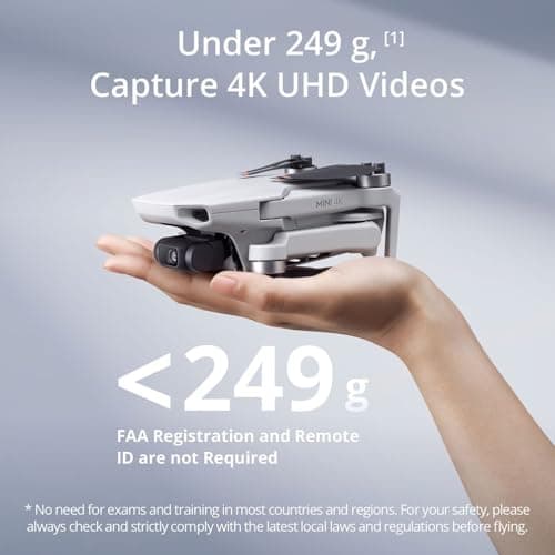 DJI Mini 4K Camera Drone Combo, Drone with 4K UHD Camera for Adults, Under 249 g, 3-Axis Gimbal Stabilization, 10km Video Transmission, Auto Return, 2 Batteries for 62-Min Max Flight Time, QuickShots 2