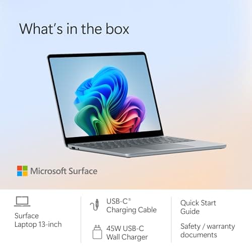 Microsoft Surface Laptop (2025), Windows 11 Copilot+ PC, 13" Touchscreen Display, Snapdragon X Plus (8 core), 16GB RAM, 512GB SSD Storage, Ocean 5
