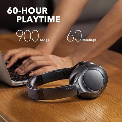 Soundcore Anker Life Q20 Hybrid Active Noise Cancelling Headphones, Wireless Over Ear Bluetooth Headphones, 60H Playtime, Hi-Res Audio, Deep Bass, Foam Ear Cups, Travel, Office, USB-C Charging 2