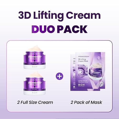 BIOHEAL BOH PROBIODERM™ 3D Lifting Cream Double Set + Cream Masks | Korean Anti-Aging Face Cream for Wrinkles & Skin Firming | Peptide Face Mask for Jawline Lift | Skincare Gift Set for Women & Men 2