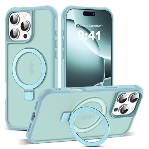 SKYLMW Compatible with iPhone 16 Pro Max Case with Invisible Magnetic O-Ring Stand Military-Grade Translucent Case for iPhone 16 ProMax 6.9" [Compatible with Mag-Safe][Great Grip Feeling], Blue