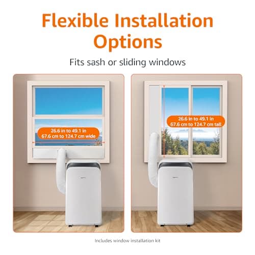 Amazon Basics 4-In-1 Portable Air Conditioner, 13500 BTU (ASHRAE), Cools Up to 550 Sqf, Portable AC with Cool/Heat/Dry (Dehumidifier)/Fan-Only Functions, Auto Mode, Sleep Mode, Timer, White 5