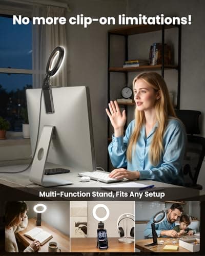 Evershop Ring Light for Laptop Desk Clip On,Small Computer Video Conference Lighting with Stand for Phone/Webcam/Monitor,5" Portable Mini LED Selfie Light Desktop for Zoom Meeting/Video Call/Recording 2