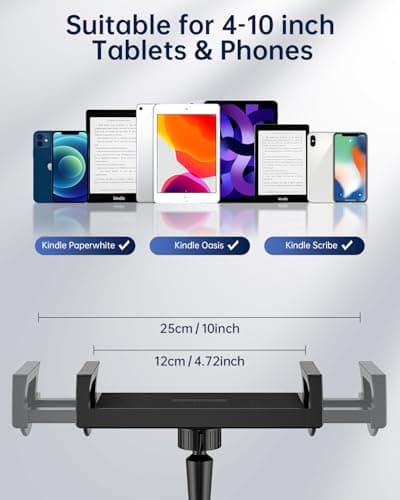 Bongogoo Kindle Holder with Remote Page Turner | Hands-Free Stand for Reading in Bed or Desk – Compatible with Kindle Paperwhite, Oasis, iPad, iPhone, and More | Fits Devices from 4.5” to 10” 4