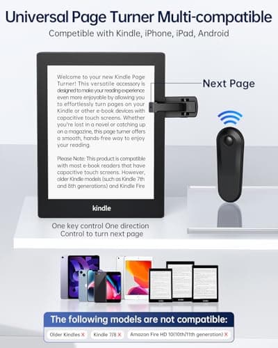 Bongogoo Kindle Holder with Remote Page Turner | Hands-Free Stand for Reading in Bed or Desk – Compatible with Kindle Paperwhite, Oasis, iPad, iPhone, and More | Fits Devices from 4.5” to 10” 5