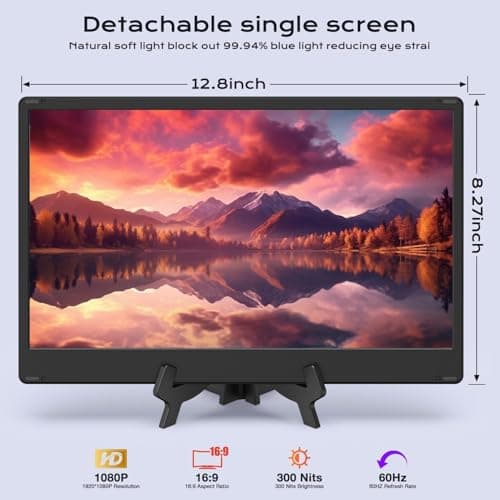 UK BONITOYS Laptop Screen Extender, 14" FHD 1080P Laptop Monitor Extender, Stretchable Base and Detachable Screen, Plug & Play, Triple Screen Extender Compatible with Windows, Mac, Chrome 3