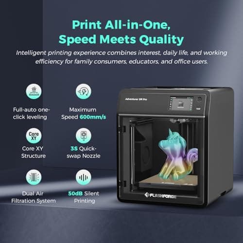 FLASHFORGE AD5M Pro 3D Printer 600mm/s High Speed & Precision, Full-Auto Calibration with 0.4&0.6mm Nozzle Bundle, CoreXY Structure & Auxiliary Chamber Cooling, ≤50 dB Quite Printing Camera Printers 2