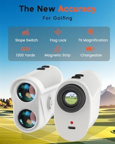 Golf Rangefinder with Slope - 1200 Yard Laser Range Finder for Golfing & Hunting, High-Precision Flag Locking Vibration, 7X Magnification, USB-C Rechargeable, Built-in Magnetic Strip 2