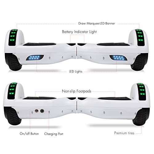 LIEAGLE Hoverboard, 6.5" Self Balancing Scooter Hover Board with Many Certified Wheels LED Lights for Kids Adults(White) 3