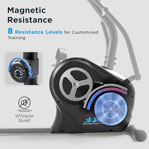 JLL Smart Cross Trainer Recumbent Exercise Bike with Arm Exercisers, 8-Level Magnetic Resistance Stationary Machine, LCD, Bluetooth Fit App, Home Workout Cardio Equipment, Seniors & Adults 3