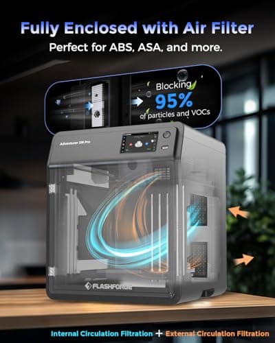 FLASHFORGE AD5M Pro 3D Printer, CoreXY 600 mm/s Printing Speed, 0.4 & 0.6mm 3s Quick-Swap 280°C Nozzles, 1-Click Auto Leveling, Fully Enclosed, 220×220×220mm Build Volume 5