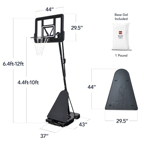 Best Choice Products 4.4-10ft Adjustable Regulation Basketball Hoop, Portable Goal w/Shatterproof Backboard, Ball Return, Base Gel - Black 2