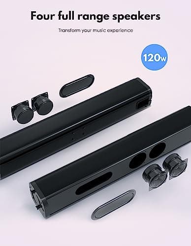 Puxinat 2 in 1 Separable Sound Bar for Smart TV with Subwoofer, Bluetooth 5.0 Surround Sound System for Home Theater, ARC/Optical/Aux/USB TV Speaker, Treble/Bass Adjust, 10 EQ Modes, Remote Included 4