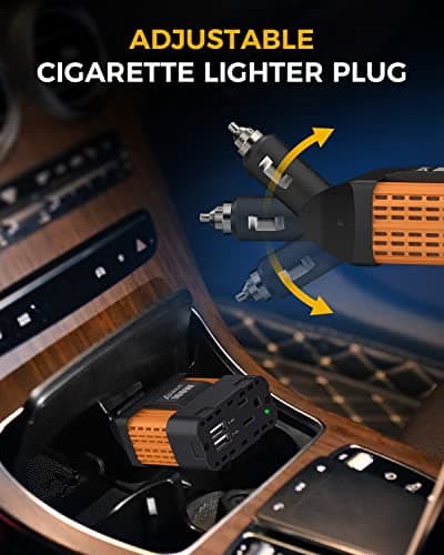 Ampeak 100W Car Power Inverter 4.8A Dual USB Ports AC Outlet 11 Safe Protections Cordless Cigarette Lighter Adapter for iPhone iPad 3