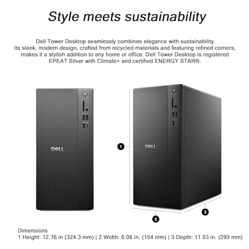 Dell Slim Tower Desktop Computer ECT1250 - Intel 10-Core Ultra 5-225, 32GB DDR5 RAM, 1TB SSD, Supports Multiple Monitors, Intel UHD Graphics, Win 11 Pro, Wifi6, Wired Keyboard and Mouse 4