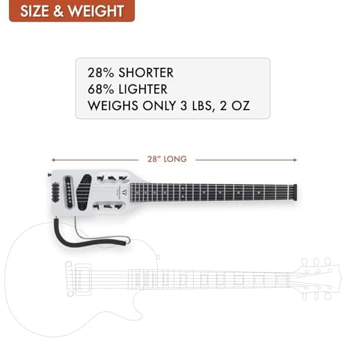 Traveler Guitar Ultra-Light Electric Guitar Satin White | Portable Electric with Removable Lap Rest | Full 24 3/4" Scale Headless Guitar | Custom Gig Bag Included 3