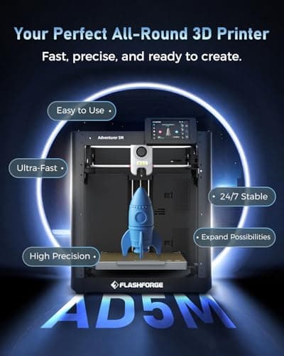 FLASHFORGE 3D Printer AD5M, CoreXY 600mm/s High-Speed Printer with 1-Click Auto Leveling, High-Temp Direct Drive Extruder, 3s Quick-Swap Nozzle, 220×220×220mm Build Volume 2