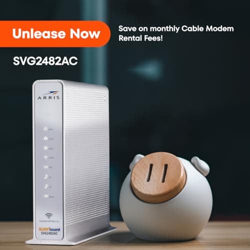 ARRIS SURFboard SVG2482AC DOCSIS 3.0 Cable Modem & AC2350 Wi-Fi Router , Comcast Xfinity Internet & Voice , Four 1 Gbps Ports , 2 Telephony Ports for Digital Voice , Up to 800 Mbps 5