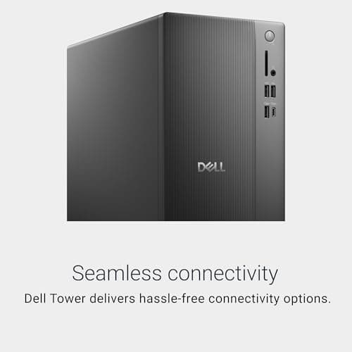 Dell Tower Desktop ECT1250 - Intel Core Ultra 7-265 Processor, Intel UHD Graphics, 32GB DDR5 5600MT/s Memory, 1TB M.2 SSD, 3.0 SD Card Reader, Dell Wired Keyboard and Mouse, Basic Onsite Service 3