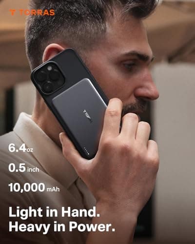 TORRAS MiniMag Power Bank,Ultra-Slim 10,000mAh Magnetic Wireless Portable Charger, 22.5W Fast Charging iPhone Air Magnetic Battery Pack Designed for iPhone 17 Pro Max/17 Pro/Air/16/15/14/13/12, Gray 3