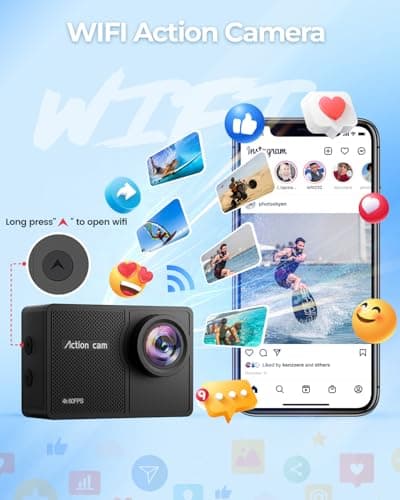 TIMNUT 4K60fps Action Camera Waterproof Camera with 64G SD Card 48MP HD WiFi Camera with EIS 40M UnderwaterCamera Wide Angle SportsCamera with 2 * 1350 mAh Batteries Helmet Mount Accessories Kits 5