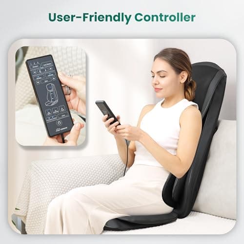 Snailax Shiatsu Neck Back Massager with Heat, Massage Chair Pad with Compression, Height-Adjustable Neck Massage Rollers Chair Seat Massager, Gifts for Men, Women 8