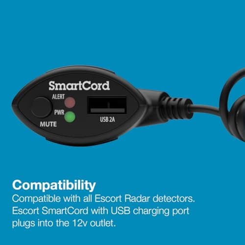 Escort Cobra Official SmartCord USB, Half Straight Half Coiled Cord with USB Charging Port, Works with All Current Generation Escort and Cobra Windshield Mounted Detectors, Apple and Android Devices 4