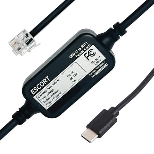 Escort USB-C to RJ11 Power Cord Radar Detectors Including MAX 360, MAX 360c, IX, IXc, 9500 IX, MAX II, MAX 3, MAX 4, MAX 360c MKII, MAX 360 MKII, MAXcam 360c, Redline 360c & Additional Models 3