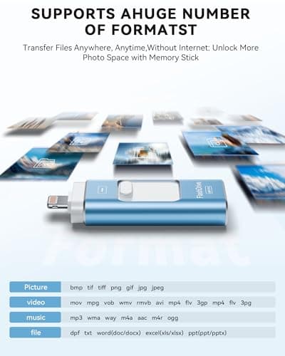 MFi Certified 256GB iPhone Flash Drive, Photo Stick Memory Stick for iPhone iPad, USB Thumb Drive for Photos Videos Transfer & Backup, External Storage Compatible for iPhone/Android/PC/Mac (Blue) 4