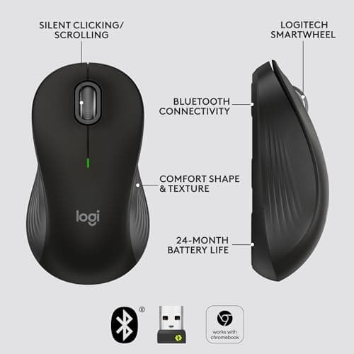 Logitech Signature M550 Wireless Mouse - for Small to Medium Sized Hands, 2-Year Battery, Silent Clicks, Bluetooth, Multi-Device Compatibility - Black 6