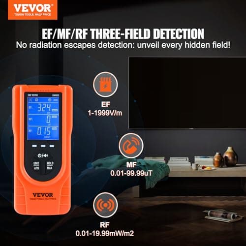 VEVOR 3-in-1 EMF Meter, 5Hz - 3.5GHz, Handheld Rechargeable Electromagnetic Field Radiation Detector, Digital LCD EMF Tester for EF MF RF Home Inspections Outdoor Ghost Hunting Paranormal Equipment 2