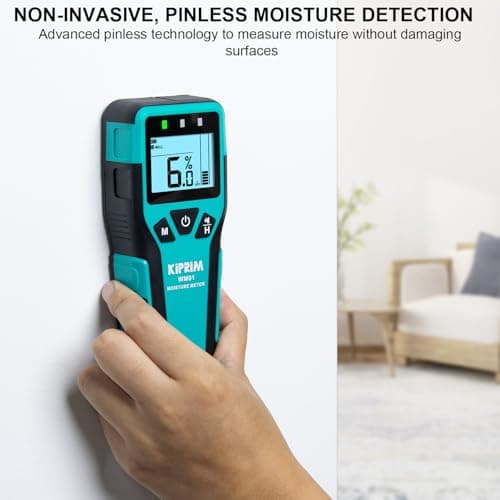 Kiprim Pinless Moisture Meter Home Moisture Level Tester Damp Meter for Floor,Wood, Walls, Concrete – Accurate Non-Destructive Testing Moisture Meter WM01 2