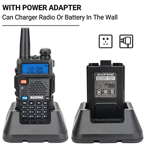 Baofeng UV-5R Radio Ham Radio Handheld Long Range UV5R Dual Band VHF UHF Rechargeable Two Way Radio Walkie Talkies for Adults with Earpiece Full Kit for Camping Hunting Survival Gear,2Pack 3